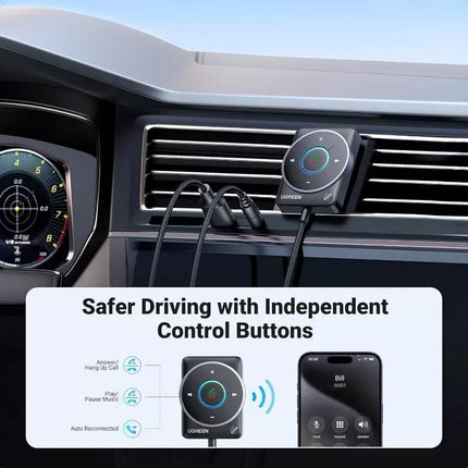 UGREEN Bluetooth 5.4 Receiver AUX Car Audio Adapter Noise Cancellation