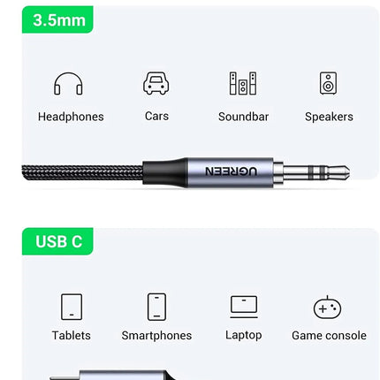 UGREEN USB-C to 3.5mm Aux Male Audio Cable Hi-Fi Stereo for iPhone 15 Galaxy S23