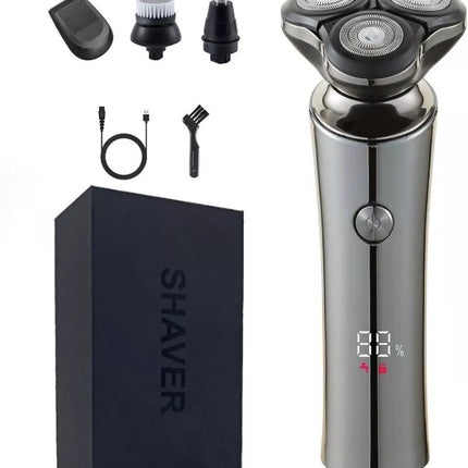 BDI Waterproof Electric Razor for Men Rechargeable Rotary Shaver Wet/Dry LED