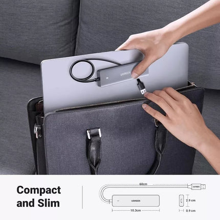UGREEN 5-In-1 Ultra Slim 4-Port USB 3.0 Hub PD Charging with 5Gbps Data Transfer