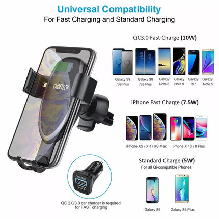 Choetech T536-S Fast Wireless Charging Car Mount Phone Holder for iPhone Samsung