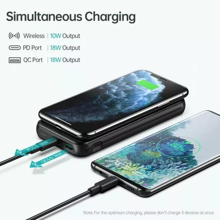 Choetech B650 Qi Wireless 10,000mAh Power Bank 18W USB C PD iPhone 16 15 Samsung