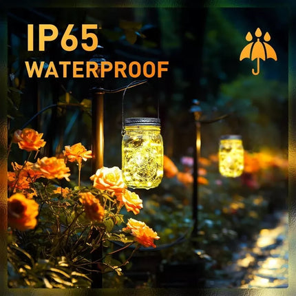 BDI Outdoor Waterproof Solar LED Lantern Crackle Glass Lamp Lantern