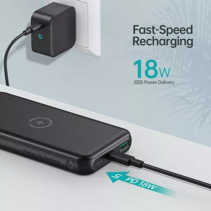 Choetech B650 Qi Wireless 10,000mAh Power Bank 18W USB C PD iPhone 16 15 Samsung