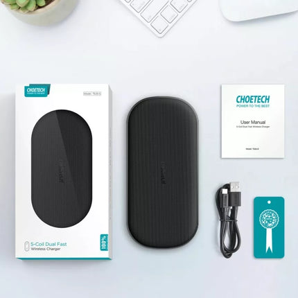 Choetech Dual Wireless Charger 15W 5 Coils Qi Super Fast Wireless Charging Pad