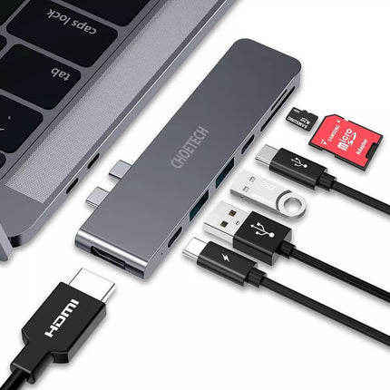 Choetech 7-in-1 USB-C Hub Adapter for MacBook Pro, Air w/ Thunderbolt 3 HDMI