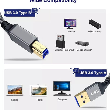 Ugreen USB 3.0 A Male to B Male Printer Cable - 2M