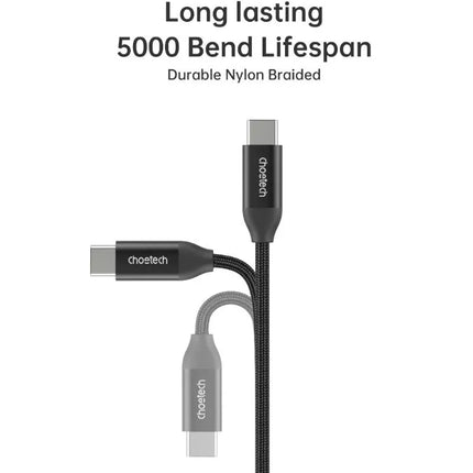 Choetech PD3.1 240W USB-C to USB-C Nylon Cable 5A Fast Charger Power MacBook S23