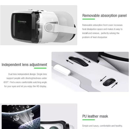 VR SHINCON 6.0 High-Quality 3D VR Glasses Headsets w/ Controller - iOS & Android