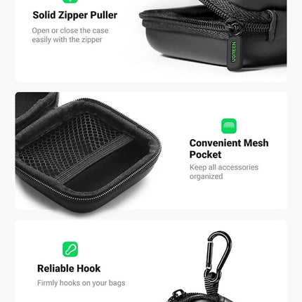 UGREEN Earbuds Earphone Carrying Case Holder Storage Bag with Carabiner