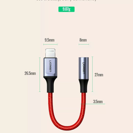 Ugreen Apple MFi to 3.5mm AUX Adapter Headphone Jack Cable iPhone