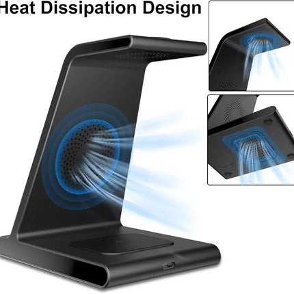 BDI 15W 3-in-1 Wireless Charger Stand for iPhone 16/15, Apple Watch, AirPods