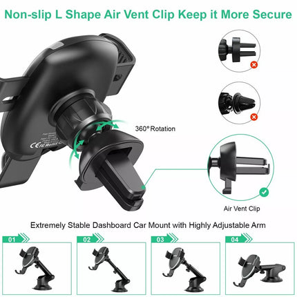 Choetech T536-S Fast Wireless Charging Car Mount Phone Holder for iPhone Samsung