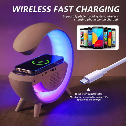 BDI Bedside Table Atmosphere Lamp w/ 15W Quick Wireless Charger & Speaker