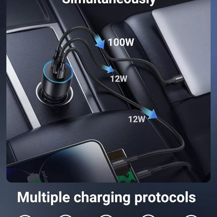 Choetech 130W Dual USB-C & USB Fast Car Charger iPhone 16 iPad MacBook Laptop