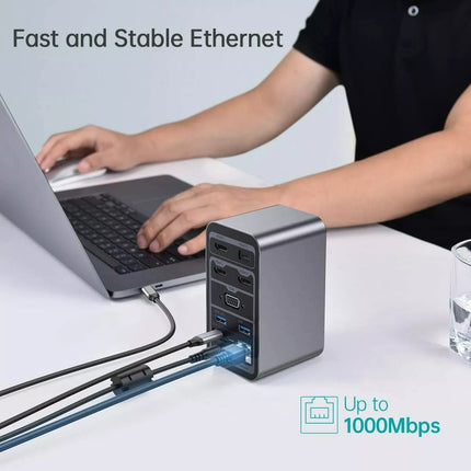 Choetech HUB-M21 USB-C 15-in-1 Docking Station 3x HDMI 4K Video Output Laptop