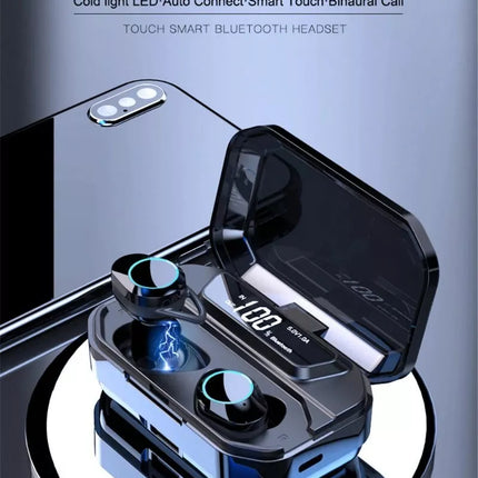 BDI IPX7 Water Resistant 9D True Stereo Bluetooth 5.3 Earbuds with LED Display