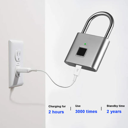 BDI Rechargeable Smart Fingerprint Padlock w/ USB Charging -Suitcase, Gym Locker
