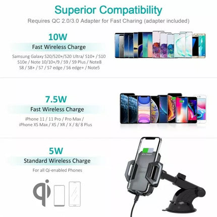 Choetech T521-S Qi Wireless Car Charging Stand Mount 10W Wireless Charger Phone