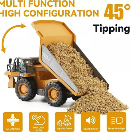 Yi Gong Toys 1:24 9CH 2.4G RC Construction Dump Truck Toy with Lights & Sounds