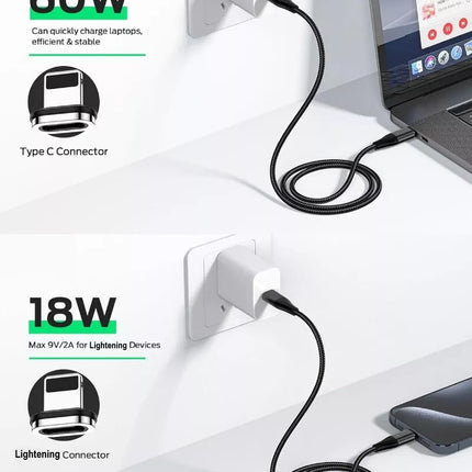 Choetech XCC-1034 3-in-1 Magnetic PD 60W USB C to C Cable - Type C/Micro/iPhone