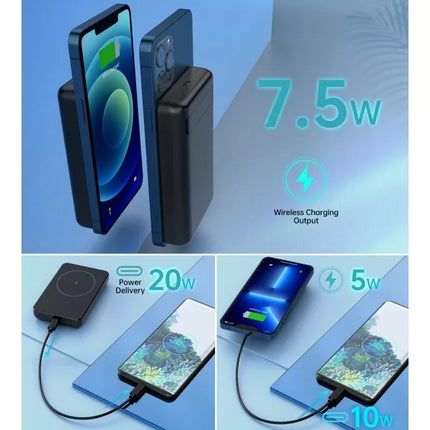 Choetech B651 10,000mAh Magnetic Wireless Power Bank - iPhone 16/15/14, Qi Phone