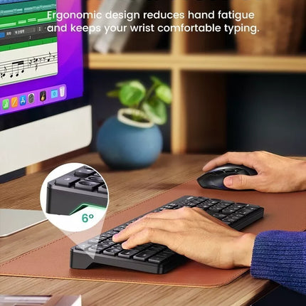 UGREEN 104-Key 2.4GHz Ergonomic Wireless Keyboard - Windows, Mac, Linux, Android