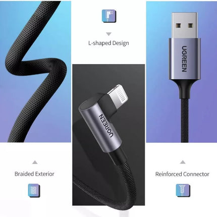 UGREEN USB-A to Lightning Cable 90 Degree Apple MFi Certified for iPhone 14