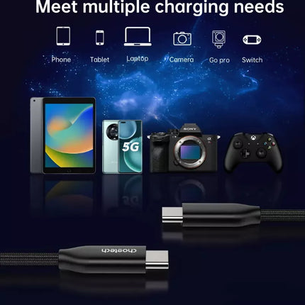 Choetech PD3.1 240W USB-C to USB-C Nylon Cable 5A Fast Charger Power MacBook S23