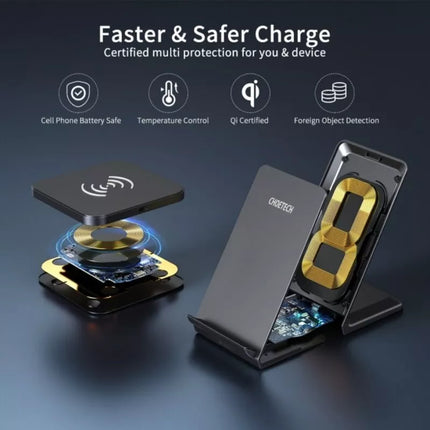 CHOETECH MIX00087 (T524S+T511S) Qi 10W/7.5W Fast Wireless Charging Stand and Pad