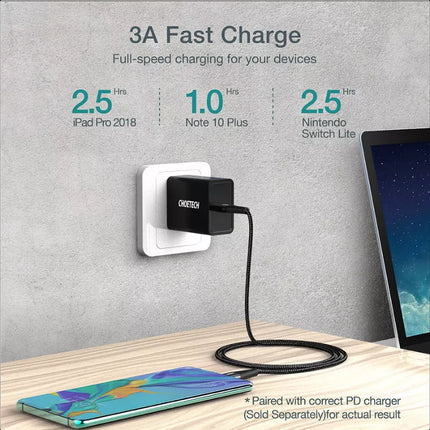 Choetech PD 60W 3A Type C Fast Charging USB C to USB C Charger Cable iPhone 16