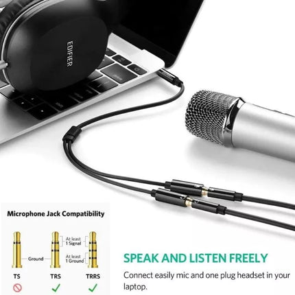 Ugreen 3.5mm Male to 2 Female Headphone Mic Y Splitter Stereo Audio Cable