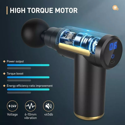 BDI 6 Speeds Mini Massage Gun Fascial Massager with 4 Massage Heads & PD Charger