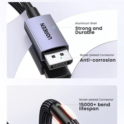 Ugreen 16K DisplayPort DP 2.1 VESA Certified Male to Male Cable Support HDR HDCP