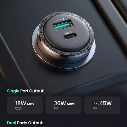Ugreen 63W USB C Car Charger Adapter - PPS 45W Super Fast Charging 2.0 + 18W QC