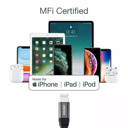 Choetech USB-C to Lightning Cable MFi Certified Braided for iPhone 16 15 Pro Max