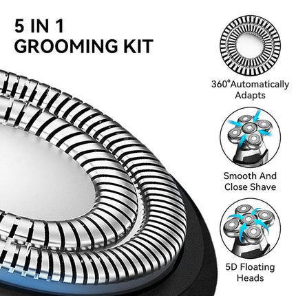 BDI 5-in-1 7D Floating Head Shaver for Bald Men with Nose Hair Sideburns Trimmer