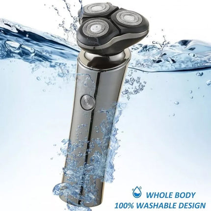 BDI Waterproof Electric Razor for Men Rechargeable Rotary Shaver Wet/Dry LED