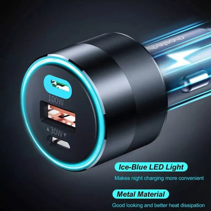 Choetech 130W Dual USB-C & USB Fast Car Charger iPhone 16 iPad MacBook Laptop
