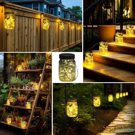 BDI Outdoor Waterproof Solar LED Lantern Crackle Glass Lamp Lantern