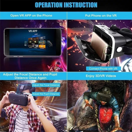 VR SHINCON 6.0 High-Quality 3D VR Glasses Headsets w/ Controller - iOS & Android