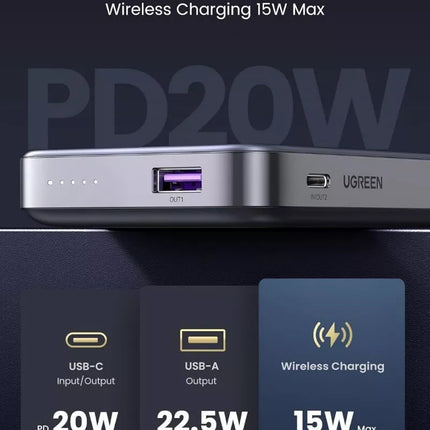Ugreen 10000mAh PD Magsafe Wireless Power Bank Magnetic Battery w/ Kickstand