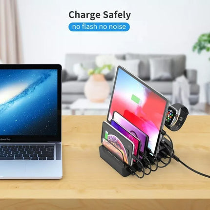 Choetech Q3008 6-Port USB Multi Device Charging Station Dock w/ 6 Charging Cable