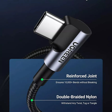 Ugreen USB-C to USB-C 90° Angled Type C 60W PD Fast Charge Charging Cable