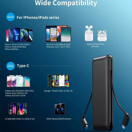 Choetech PD18W 10,000mAh Power Bank Built-in MFi Cable & USB-C Charging Cable