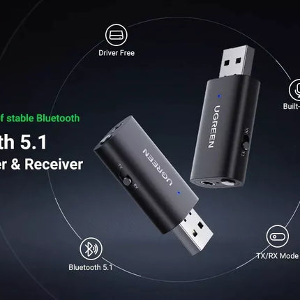 UGREEN Bluetooth 5.1 Transmitter Receiver 2-in-1 Wireless Bluetooth Adapter