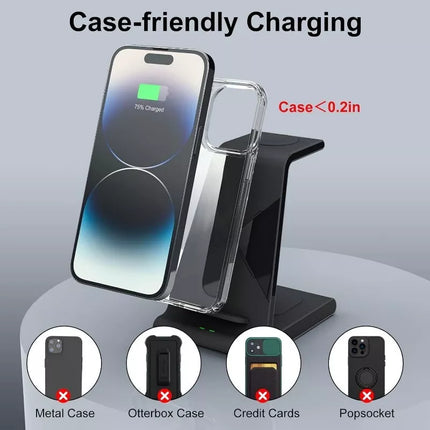 BDI 15W 3-in-1 Wireless Charger Stand for iPhone 16/15, Apple Watch, AirPods
