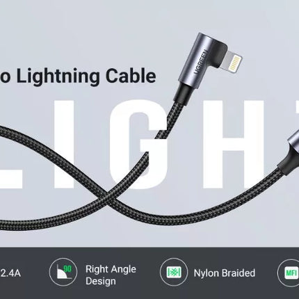 UGREEN USB-A to Lightning Cable 90 Degree Apple MFi Certified for iPhone 14
