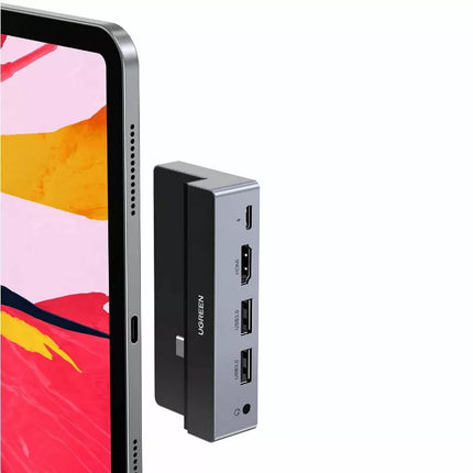 Ugreen 5-in-1 USB-C Multiport Adaptor Hub For iPad Pro -HDMI, USB, 3.5mm